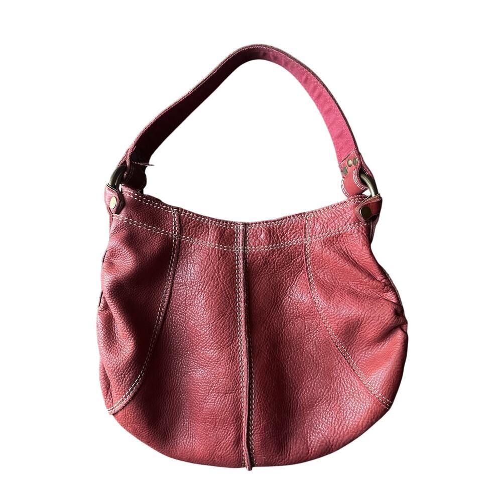Lucky Brand Vintage Inspired Red Leather Hobo Shoulder Handbag